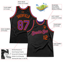Загрузить изображение в средство просмотра галереи, Custom Black Purple-Orange Authentic Throwback Basketball Jersey
