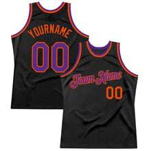 Загрузить изображение в средство просмотра галереи, Custom Black Purple-Orange Authentic Throwback Basketball Jersey