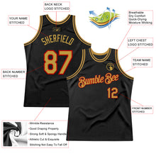 Загрузить изображение в средство просмотра галереи, Custom Black Old Gold-Red Authentic Throwback Basketball Jersey