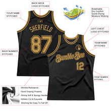 Загрузить изображение в средство просмотра галереи, Custom Black Old Gold Authentic Throwback Basketball Jersey
