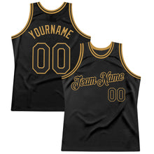 Загрузить изображение в средство просмотра галереи, Custom Black Old Gold Authentic Throwback Basketball Jersey