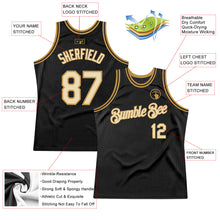 Загрузить изображение в средство просмотра галереи, Custom Black Cream-Old Gold Authentic Throwback Basketball Jersey