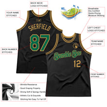 Загрузить изображение в средство просмотра галереи, Custom Black Kelly Green-Old Gold Authentic Throwback Basketball Jersey