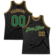 Загрузить изображение в средство просмотра галереи, Custom Black Kelly Green-Old Gold Authentic Throwback Basketball Jersey