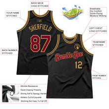 Загрузить изображение в средство просмотра галереи, Custom Black Maroon-Old Gold Authentic Throwback Basketball Jersey