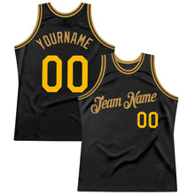 Загрузить изображение в средство просмотра галереи, Custom Black Gold-Old Gold Authentic Throwback Basketball Jersey