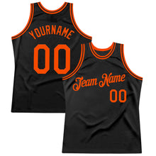 Load image into Gallery viewer, Custom Black Orange Authentic Throwback Basketball Jersey