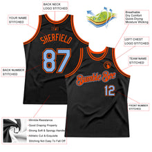 Загрузить изображение в средство просмотра галереи, Custom Black Light Blue-Orange Authentic Throwback Basketball Jersey