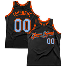 Загрузить изображение в средство просмотра галереи, Custom Black Light Blue-Orange Authentic Throwback Basketball Jersey
