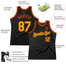 Загрузить изображение в средство просмотра галереи, Custom Black Gold-Orange Authentic Throwback Basketball Jersey