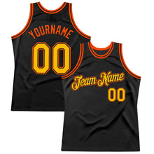 Загрузить изображение в средство просмотра галереи, Custom Black Gold-Orange Authentic Throwback Basketball Jersey