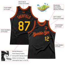 Загрузить изображение в средство просмотра галереи, Custom Black Gold-Orange Authentic Throwback Basketball Jersey
