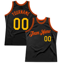 Загрузить изображение в средство просмотра галереи, Custom Black Gold-Orange Authentic Throwback Basketball Jersey