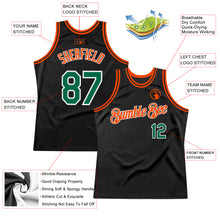 Laden Sie das Bild in den Galerie-Viewer, Custom Black Kelly Green-Orange Authentic Throwback Basketball Jersey