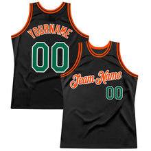 Laden Sie das Bild in den Galerie-Viewer, Custom Black Kelly Green-Orange Authentic Throwback Basketball Jersey
