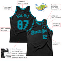 Laden Sie das Bild in den Galerie-Viewer, Custom Black Teal Authentic Throwback Basketball Jersey
