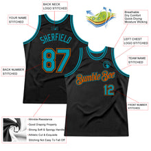 Загрузить изображение в средство просмотра галереи, Custom Black Teal-Texas Orange Authentic Throwback Basketball Jersey