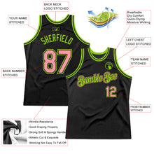 Laden Sie das Bild in den Galerie-Viewer, Custom Black Medium Pink-Neon Green Authentic Throwback Basketball Jersey