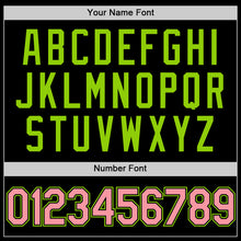 Laden Sie das Bild in den Galerie-Viewer, Custom Black Medium Pink-Neon Green Authentic Throwback Basketball Jersey