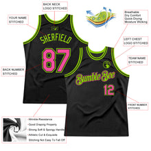 Laden Sie das Bild in den Galerie-Viewer, Custom Black Pink-Neon Green Authentic Throwback Basketball Jersey