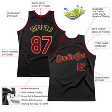 Загрузить изображение в средство просмотра галереи, Custom Black Maroon-Old Gold Authentic Throwback Basketball Jersey
