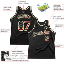 Загрузить изображение в средство просмотра галереи, Custom Black Vintage USA Flag-Cream Authentic Throwback Basketball Jersey