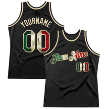 Загрузить изображение в средство просмотра галереи, Custom Black Vintage Mexican Flag-Cream Authentic Throwback Basketball Jersey
