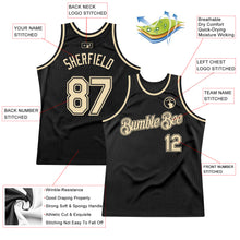 Загрузить изображение в средство просмотра галереи, Custom Black Cream Authentic Throwback Basketball Jersey