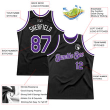Загрузить изображение в средство просмотра галереи, Custom Black Purple-White Authentic Throwback Basketball Jersey