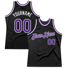 Загрузить изображение в средство просмотра галереи, Custom Black Purple-White Authentic Throwback Basketball Jersey