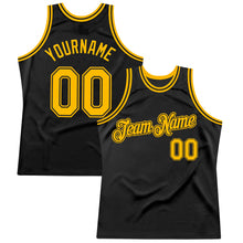 Загрузить изображение в средство просмотра галереи, Custom Black Gold Authentic Throwback Basketball Jersey