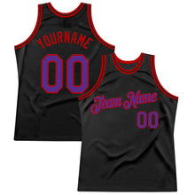Загрузить изображение в средство просмотра галереи, Custom Black Purple-Red Authentic Throwback Basketball Jersey