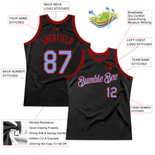 Загрузить изображение в средство просмотра галереи, Custom Black Light Blue-Red Authentic Throwback Basketball Jersey