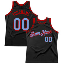 Загрузить изображение в средство просмотра галереи, Custom Black Light Blue-Red Authentic Throwback Basketball Jersey