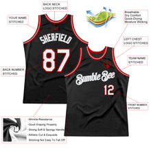 Загрузить изображение в средство просмотра галереи, Custom Black White-Red Authentic Throwback Basketball Jersey