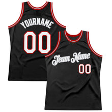 Загрузить изображение в средство просмотра галереи, Custom Black White-Red Authentic Throwback Basketball Jersey