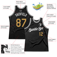 Загрузить изображение в средство просмотра галереи, Custom Black Old Gold-White Authentic Throwback Basketball Jersey