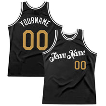 Загрузить изображение в средство просмотра галереи, Custom Black Old Gold-White Authentic Throwback Basketball Jersey