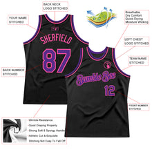 Загрузить изображение в средство просмотра галереи, Custom Black Purple-Pink Authentic Throwback Basketball Jersey