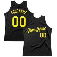 Загрузить изображение в средство просмотра галереи, Custom Black Light Yellow Authentic Throwback Basketball Jersey