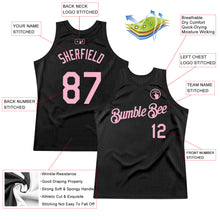 Загрузить изображение в средство просмотра галереи, Custom Black Light Pink Authentic Throwback Basketball Jersey