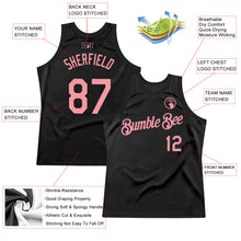 Загрузить изображение в средство просмотра галереи, Custom Black Medium Pink Authentic Throwback Basketball Jersey