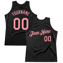 Загрузить изображение в средство просмотра галереи, Custom Black Medium Pink Authentic Throwback Basketball Jersey