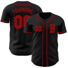 Laden Sie das Bild in den Galerie-Viewer, Custom Black Red Authentic Baseball Jersey