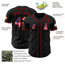 Laden Sie das Bild in den Galerie-Viewer, Custom Black USA Flag-Red Authentic Baseball Jersey