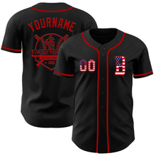 Laden Sie das Bild in den Galerie-Viewer, Custom Black USA Flag-Red Authentic Baseball Jersey
