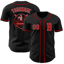 Laden Sie das Bild in den Galerie-Viewer, Custom Black Red-Gray Authentic Baseball Jersey