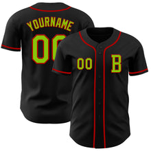 Загрузить изображение в средство просмотра галереи, Custom Black Neon Green-Red Authentic Baseball Jersey