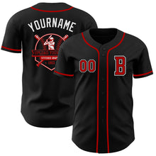 Laden Sie das Bild in den Galerie-Viewer, Custom Black Red-White Authentic Baseball Jersey