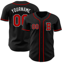 Laden Sie das Bild in den Galerie-Viewer, Custom Black Red-White Authentic Baseball Jersey